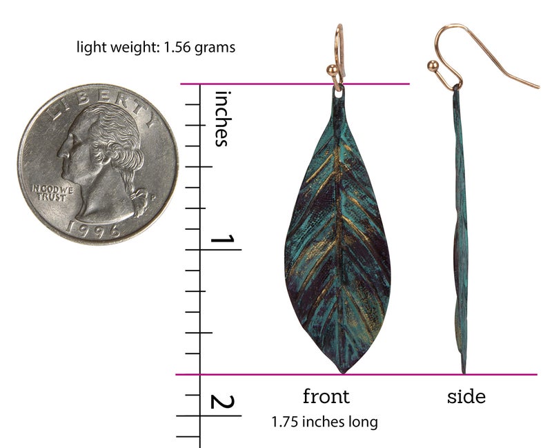 SPUNKYsoul Handmade Boho Lightweight Statement Leaf Earrings with Detailed Texture for Women (Medium) - Image 3